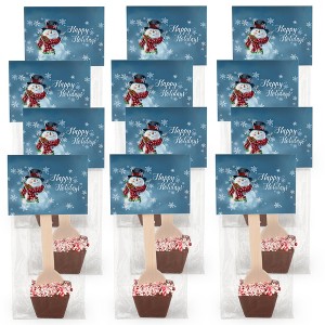 12 Pcs Christmas Hot Chocolate Spoons Dark Chocolate Favors Crushed Peppermint - Snowman - 1 of 2