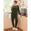 Ekouaer Womens Pajamas Sets Long Sleeve Soft Sleepwear 2 Piece Velvet Pjs Lounge Sets with Pockets Army Green S - 2 of 3