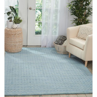 Handmade Sky Blue Wool 5' x 7' Rectangular Area Rug