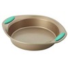 Rachael Ray Cucina Bakeware Set Includes Nonstick Cake Cookie Baking Sheet and Muffin Cupcake Pan, 4 Piece, Latte Brown with Agave Blue Grips - 2 of 4