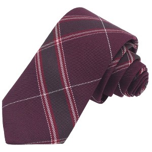 INSPIRE CHIC Plaid Woven Self-tied Striped Skinny Necktie 2.8" for College Graduation Campus 1 Pc - 1 of 4