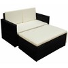 vidaXL Garden Sofa Set Black and White Sofa with Cream Cushions - 2 of 4