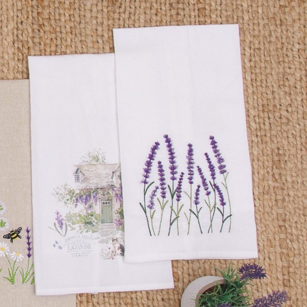 C&F Home Toalla de mano bordada de lavanda para cocina y baño 2