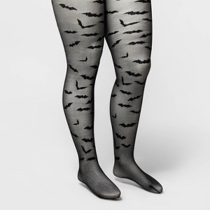Women's Bat Sheer Halloween Tights - Hyde and EEK! Boutique™ Black - 1 of 2