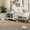 PAGED Modern Shoe Bench with Backrest, Storage Bench with 5 Metal Legs, 2-Door Ottoman with Storage, Upholstered Cushions Entryway Bench - 2 of 4