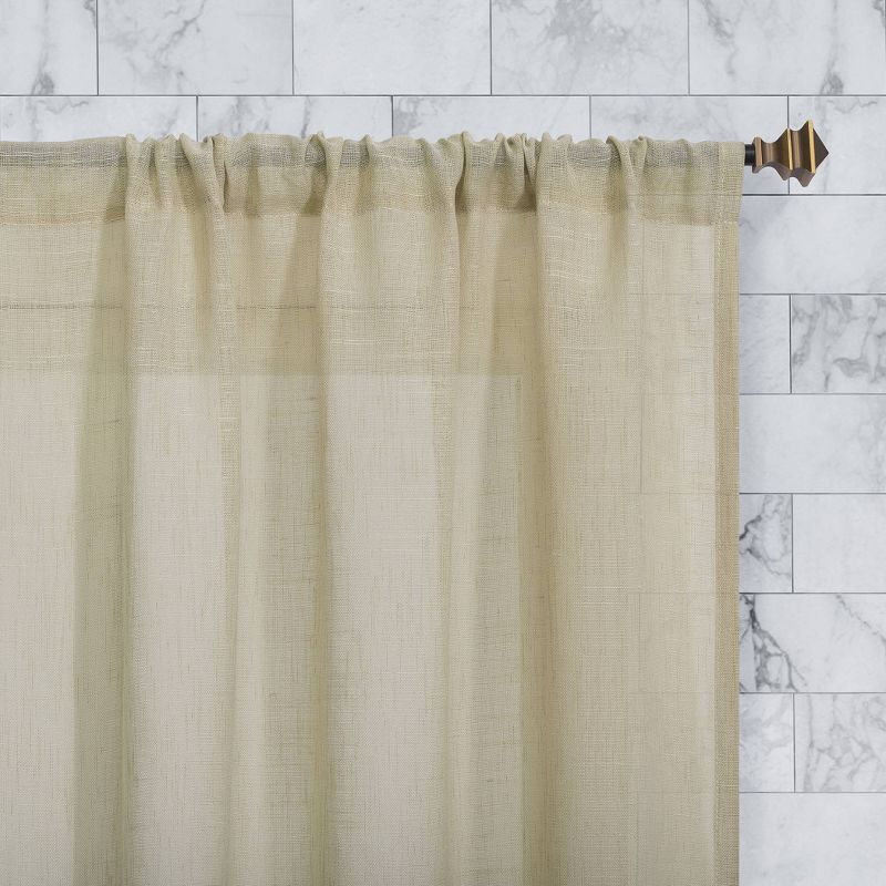 Set of 2 Slub Textured Linen Blend Cafe Curtain Tiers - Archaeo, 2 of 6