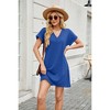 Womens V Neck T Shirt Dress Summer Shift Dress Basic Comfy A Line Lounge Dress V Neck Solid Pajama Dress Short Sleeve Nightgowns - 4 of 4