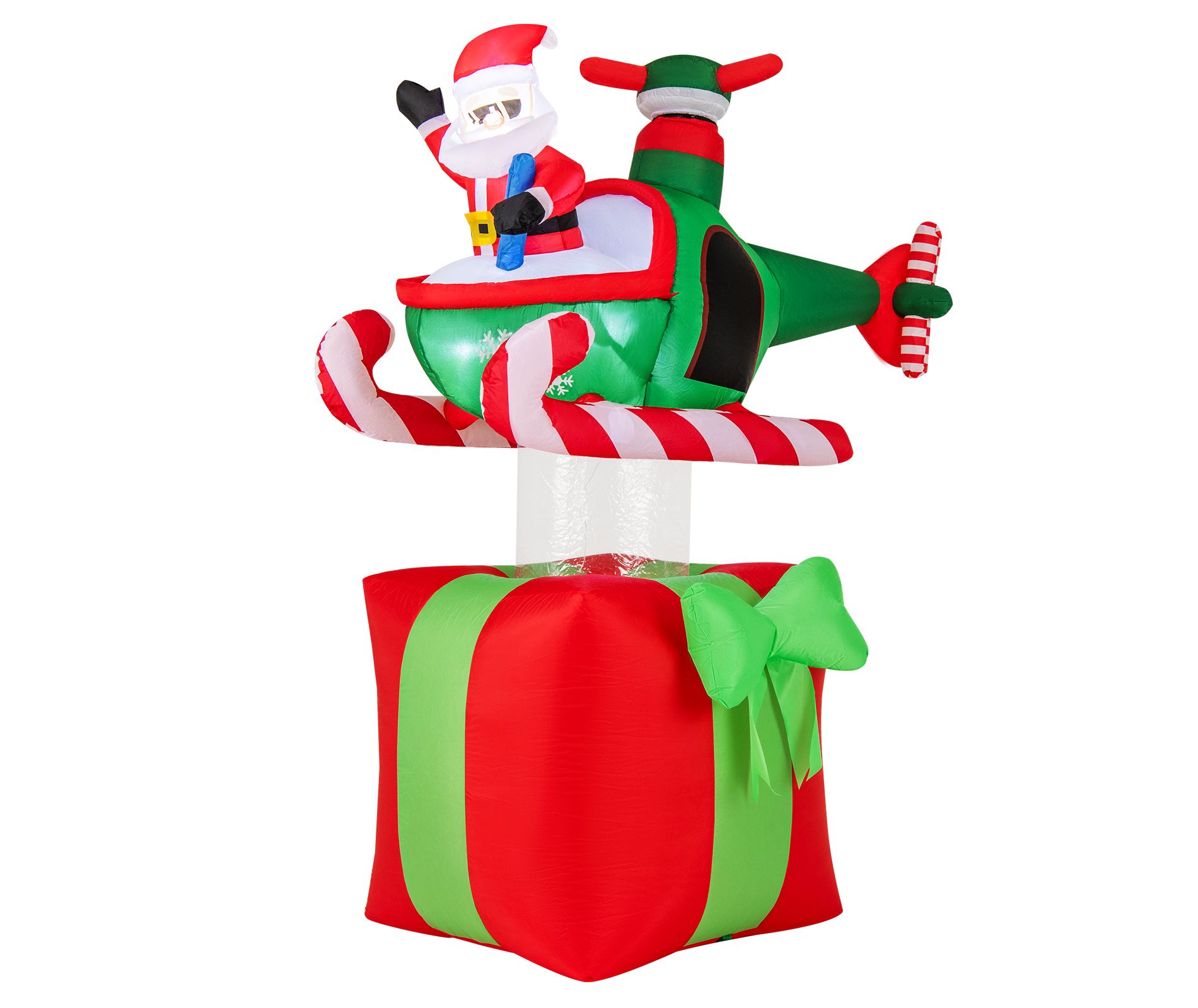 Tangkula 6 FT Christmas Inflatables Xmas Santa Claus in Helicopter Above Gift Box Santa Flying Airplane w/LED Lights & Wind Ropes Holiday Decoration