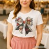 Coquette Christmas Bow T‑Shirt, It's Most Wonderful Time Of The Year Vintage Tee With Santa, Deer and Snowman White 3XL - 4 of 4