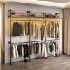 VYNXARIA Industrial Pipe Clothing Rack: 118.3'' Reversible, Heavy Duty, with LED, Shelves, for Wardrobe, Walk - in Closet, Black (Three) - 3 of 4