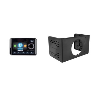 Memphis Audio MXAZ24MC Bluetooth Media Center With Zone Control And Video Input and Double-Din Dash Kit Adapter for 3.5" Round Mount Marine Multime... - 1 of 4