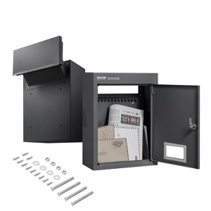 VEVOR Through The Wall Drop Box, Heavy Duty Steel Through the Wall Mailbox with 2.8-7.9" 13" Combination Lock, 12.5x6.3x16.9" Mail Drop Box, Black - 1 of 4