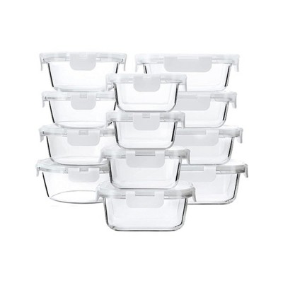 Apex Vanguards 24-Piece White Glass Meal Prep Containers