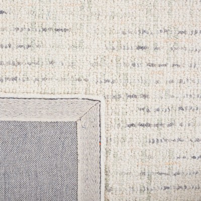 Ivory and Light Grey Hand-Tufted Wool Abstract Rug - 5' x 8'
