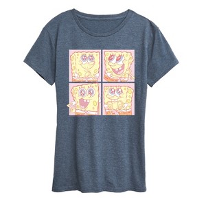 Women's - Spongebob Squarepants - Cute Face Grid Short Sleeve Graphic T-Shirt - 1 of 4