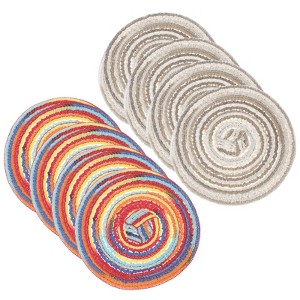 Unique Bargains Woven Braided Washable Decorative Round Placemat 8 Pcs - 1 of 4