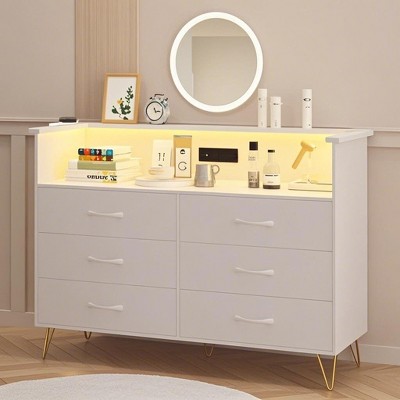 Jojoka Dresser for Bedroom with LED Light & Charging Station