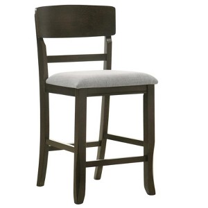 20.5"2pc Transitional Upholstered Counter Height Dining Chair Bar Stools Brown Finish Wooden Furniture - 1 of 4