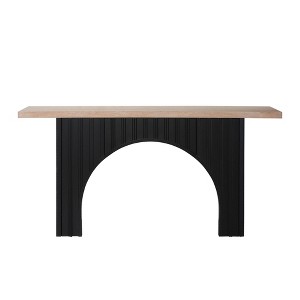 Vynxaria Elegant Arch Base Console Table Black and Natural Wood, 4 Assembly Styles, Easy Setup for Small Spaces - 1 of 4