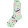 Memoi Women's "Ms. Baseball" Rayon Blend Novelty Crew Sock Mint 9-11 - 3 of 4