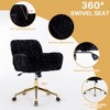 Rbied Artificial Alpaca Wool Adjustable and Swivel Accent Chair Vanity Chair Office Chair with Wheels and Metal Base - 2 of 4