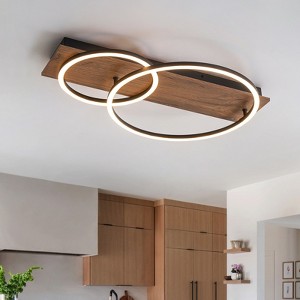 LLHZSY Integrated LED Wood Flush Mount Ceiling Light Fixture, 2-Light 23 3/5 Inch - 1 of 4