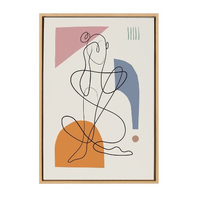 Kate and Laurel Sylvie Thinking of You Framed Canvas by Rachel Lee of My Dream Wall, 23x33, Natural