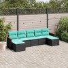 vidaXL Patio Sofa Set Black, Blue PE Rattan, Powder-Coated Steel Large - Without Table - 2 of 4
