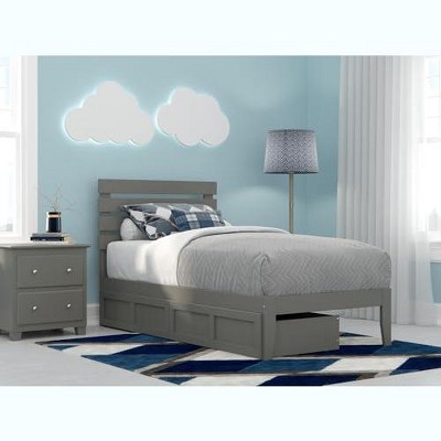 AFI Furnishings Oxford Twin Bed with USB Turbo Charger and 2 Drawers in Grey