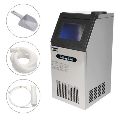 120V 245W Ice Maker Stainless Steel Transparent Frosted Lid Commercial Silver