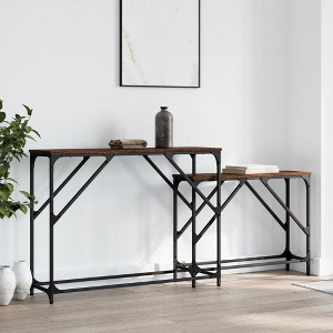 vidaXL Nesting Console Tables 2 pcs Brown Oak Engineered Wood - 1 of 4