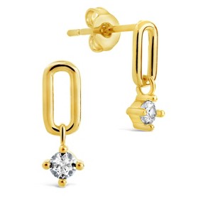 SHINE by Sterling Forever Sterling Silver Mandy CZ Oval Drop Stud Earrings - 1 of 1