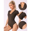 Allegra K Women's U Neck Short Sleeve Slim Fit Full Body Shapers for Dance Training - 3 of 4