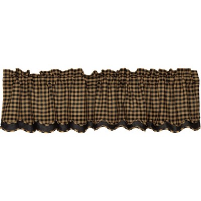 Black Check Scalloped Layered Valance 16x72 VHC Brands