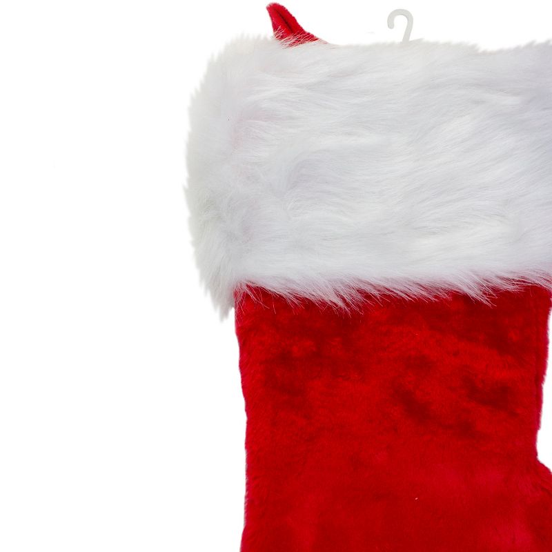 Northlight Traditional Plush Hanging Christmas Stocking with Cuff - 20" - Red and White, 3 of 5
