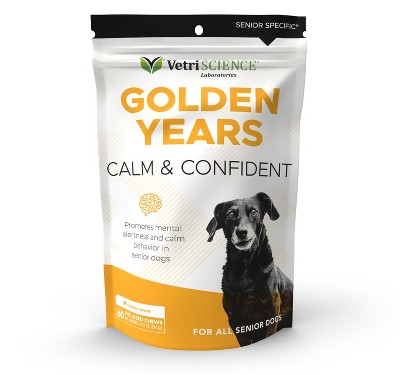 VetriScience Golden Years Calm & Confident Behavior Support for Senior Dogs Chicken Flavor, 60 Bite-Sized Chews
