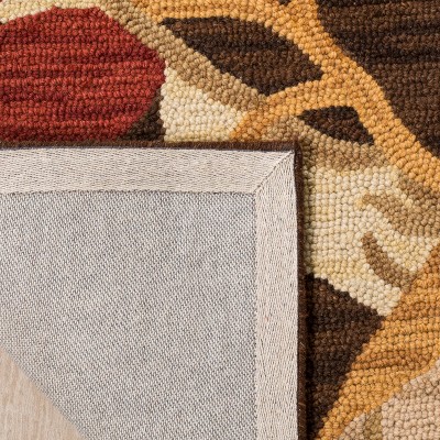 Handmade Red and Brown Floral Wool Area Rug