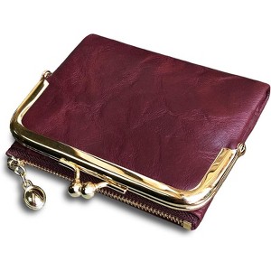 Clotth Women’s Vintage RFID Bifold Wallet - Compact Slim Design with Zipper Coin Pocket & Kiss Lock,PU Leather for Daily Use & Travel - 1 of 4