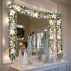 MOEPISY Pre-lit 6 feet Winter White Silver Poinsettia Garland with 25 LED Lights - 4 of 4