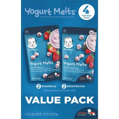 Gerber Yogurt Melts 4pk Strawberry & Mixed Berries Freeze-Dried Snacks Variety Pack - 4oz