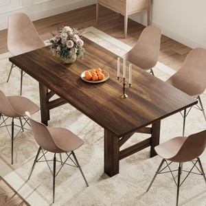 TackView Dining Table for 6-8 - Long Wooden Kitchen Table with Sturdy Legs Extra-Thick Base for Dining Room, Apartment and Party Use walnut - 1 of 4