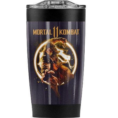 Mortal Kombat 11 Scorpion Flames Steel Tumbler 20oz Coffee Travel Mug