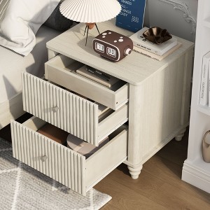 NicBex 1PC/2PCS Modern Nightstand with Metal Handles,21.65" W Side Table with 3 Drawers,Fluted Bedside Table for Bedroom,Living Room - 1 of 4