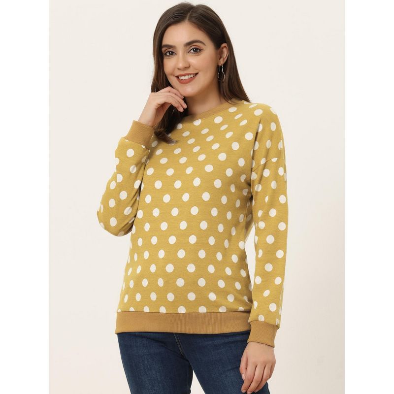 Allegra K Women's Fall Winter Long Sleeve Polka Dots Knitted Pullover Tops, 3 of 7