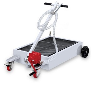 15 Gallon Low Profile Oil Drain Tank with 8ft Hose, Rolling Drain Cart with Folding Handle for Easy Fluid - 1 of 4