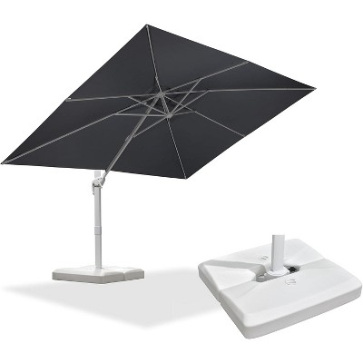 PURPLE LEAF  Patio Umbrella White Cantilever Offset Umbrella Rectangle Outdoor Umbrella with 360-degree Rotation