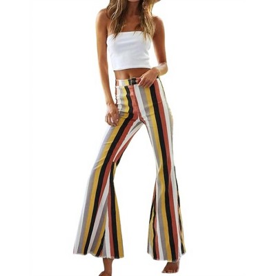 Women's Multicolor Stripe Bell Bottom Pants - BiBi