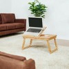 LEDREM Folding Laptop Desk, Bamboo Lap Tray with Tilting Top and Small Drawer - Ideal for Home Office or Bedroom Use, Natural Finish - 2 of 4