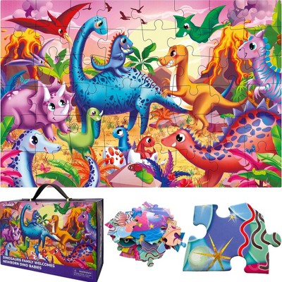 QUOKKA Giant Floor Puzzles for Kids Ages 4-6 - 2x3 Feet 48 Piece Puzzle - Dinos