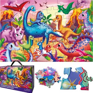 QUOKKA Giant Floor Puzzles for Kids Ages 4-6 - 2x3 Feet 48 Piece Puzzle - Dinos - 1 of 4